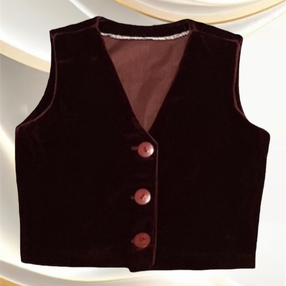 Women’s Vintage Velvet Crop Top Vest